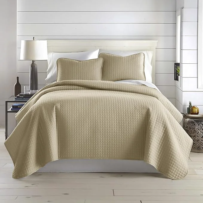 Sustainable Southshore Fine Living Inc. Oversized King Quilt Bedding Set Taupe Quilt California King Size Bedspread with 2 Matching Pillow Shams Microfiber Soft amp Cozy Bedding Coverlet Taupe World-Class