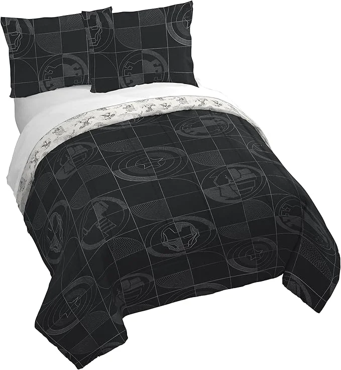 Prestigious Jay Franco Kids Duvet Cover Set with Sham amp Pillowcase – Ultra-Soft Bedding for Room Decor Cover ONLY Comforter NOT Included Black - Marvel Comics 3 Piece Full Recyclable