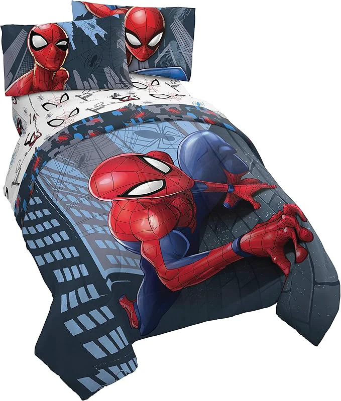 Prestigious Jay Franco Marvel Spiderman Crawl 5 Piece Full Bed Set - Includes Reversible Comforter amp Sheet Set Bedding - Super Soft Fade Resistant Microfiber - Marvel Product Eco-Friendly