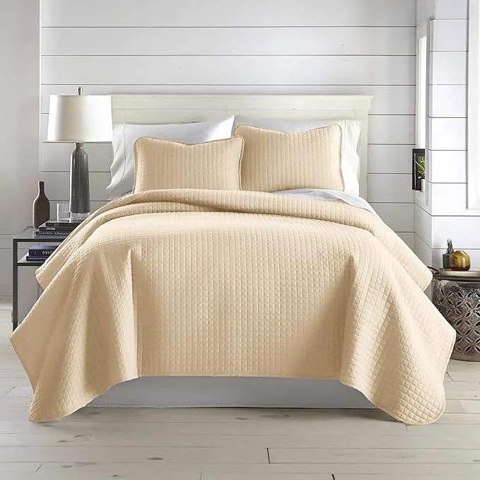 First-Class Southshore Fine Living Inc. Oversized King Quilt Bedding Set Soft Microfiber Easy Care Pet Hair Resistant Bedding California King Size Quilt Coverlet Beige Bedspread Set w 2 Shams Soft Sand Verified