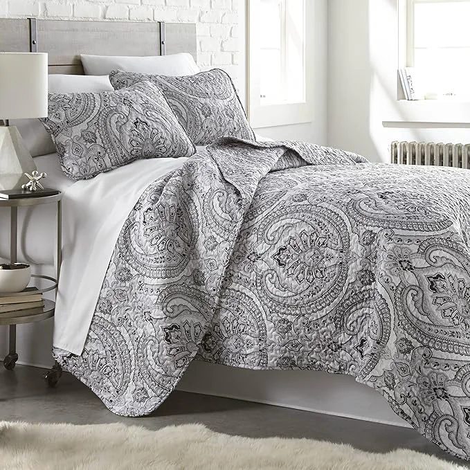 First-Class Southshore Fine Living Inc. Farmhouse Bedding Quilt Set Twin XL Coverlet Oversized Quilt Summer Coverlet Lightweight Bedspread 2-Piece Set with One Matching Pillow Sham Twin XL Quilts Black Trendy