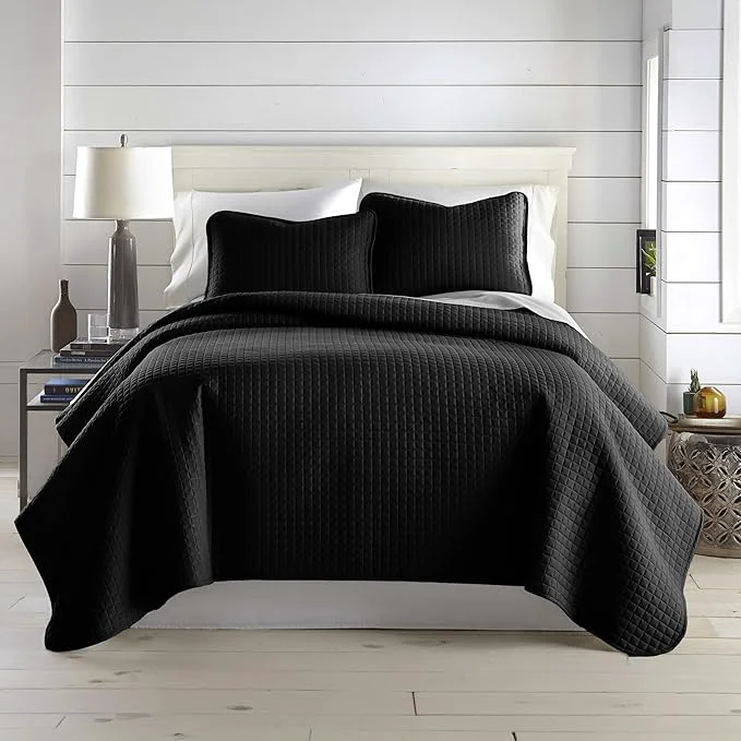 Recyclable Southshore Fine Living Inc. Quilts Queen Size Sets Full Quilt Bedding Set Pet Hair Resistant Bedding Coverlet Queen Size Full Size Quilt Microfiber Comforter with 2 Pillow Shams Black Quilts Next-Generation