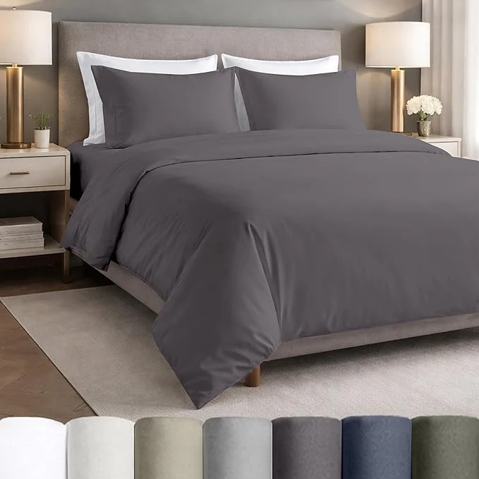 Reusable California Design Den California King Sheets Set - Egyptian Cotton Lightweight Percale Sheet Set with Deep Pockets Crisp amp Durable Luxury Bedding Set - Grey Crafted