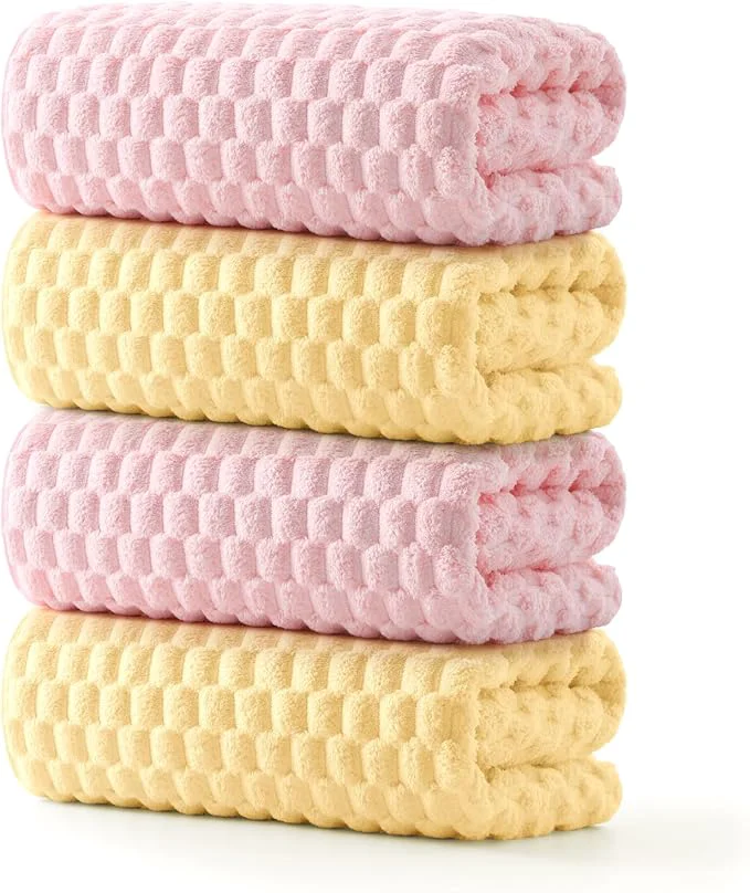 Elite REDKISS Microfiber Bath Towels Set of 4-27x55 Inch Large Waffle Bath Towels Advanced