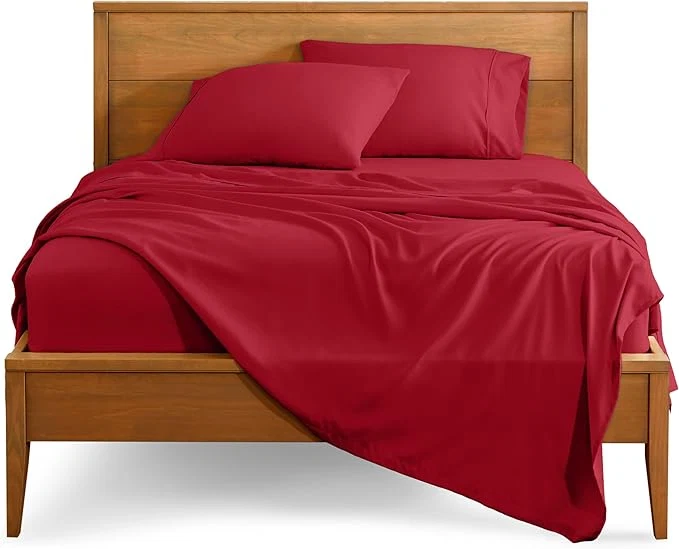 Carefully Designed Bare Home Twin Sheet Set - 1800 Ultra-Soft Microfiber Twin Bed Sheets - Double Brushed - Deep Pockets - Easy Fit - 3 Piece Set - Bedding Sheets amp Pillowcases Twin Red Original Design