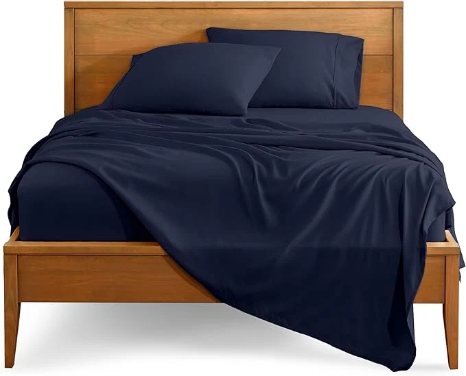 World-Class Bare Home Twin XL Sheet Set - 1800 Ultra-Soft Microfiber Twin Extra Long Bed Sheets - Double Brushed - Deep Pockets - Easy Fit - 3 Piece Set - Bedding Sheets amp Pillowcases Twin XL Midnight Blue Verified