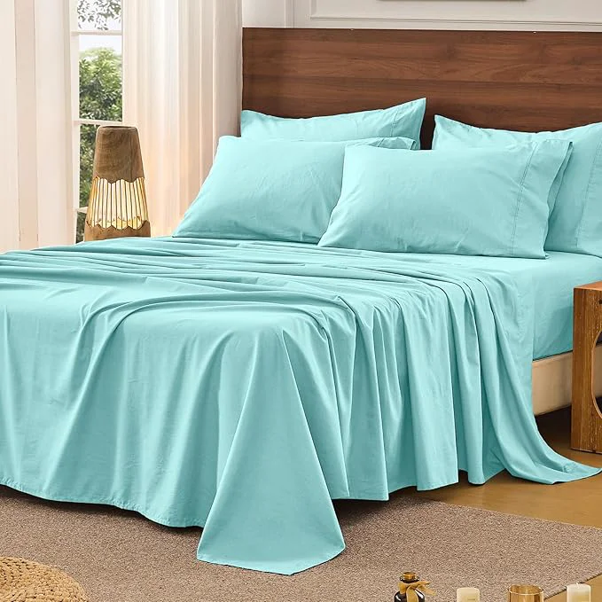 Carefully Designed Bedlifes French Pure Linen Sheets King Size Breathable and Cooling Flax Sheet Set Soft Durable and Moisture Wicking 16 Inch Deep Pocket-4 Piece King Teal Premium