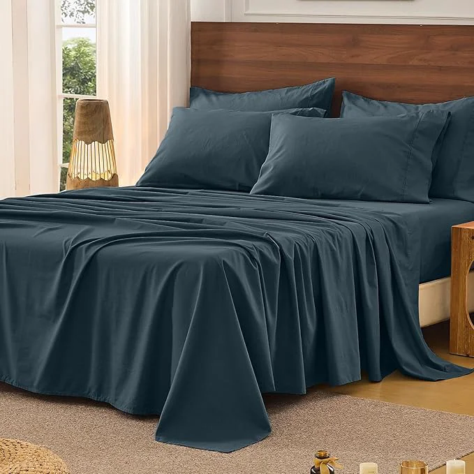 Elegant Bedlifes French Pure Linen Sheets California King Size Breathable and Cooling Flax Sheet Set Soft Durable and Moisture Wicking 16 Inch Deep Pocket-4 Piece Cal King Cool Gray Consistent