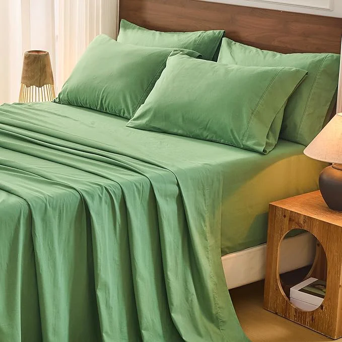 User-Friendly Bedlifes French Flax Linen Sheets Set Queen Size - 6 Piece Extra Deep Pocket 18-24 quot Soft Breathable Queen Bed Sheets with Temperature Regulating amp Moisture-Wicking Sage Green Fine