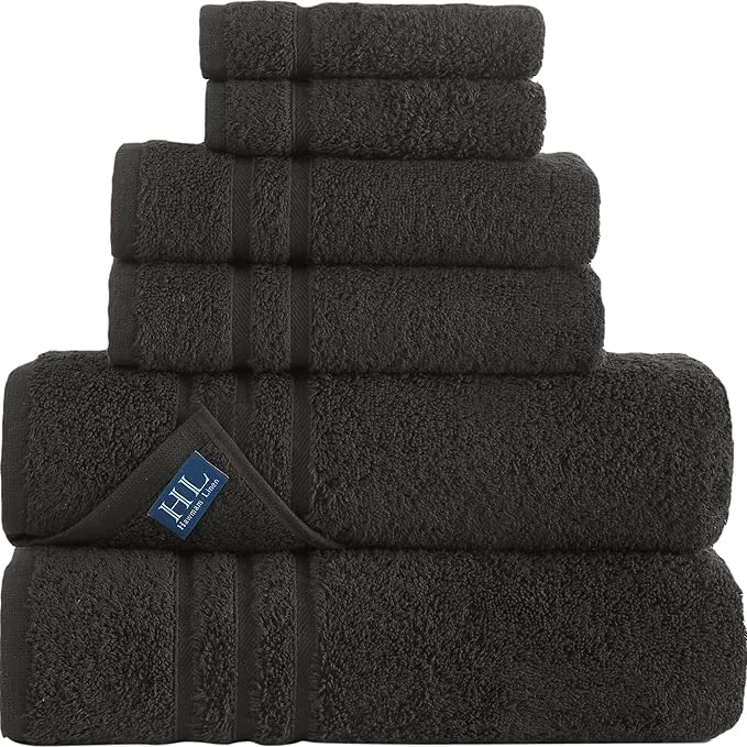 Refined Black 6 Pack Bath Towels Sets Linen Unique