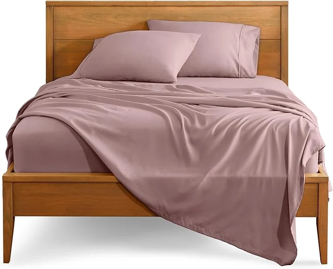 Environmentally Friendly Bare Home Split Head Flex King Sheet Set - 1800 Ultra-Soft Microfiber Bed Sheets - Double Brushed - Deep Pockets - Easy Fit - 4 Piece Set - Bedding Sheets amp Pillowcases Mauve Modern