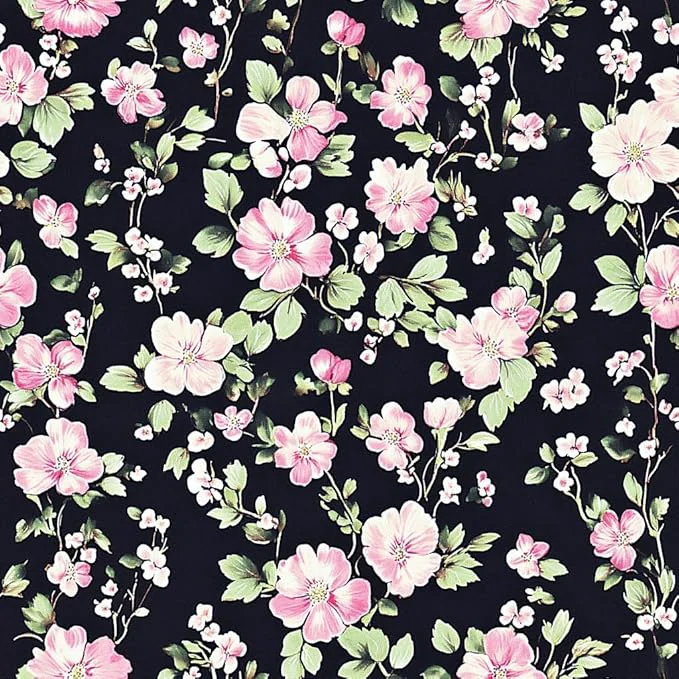 Authentic Girls Black Pink 7-Piece Flowers Leaves Comforter Sets Cottage Bedding Sets Queen Size Includes 1 Comforter 90 quot x90 quot 2 Pillowcases 1 Fitted Sheet 1 Flat Sheet 2 Pillow Shams Practical