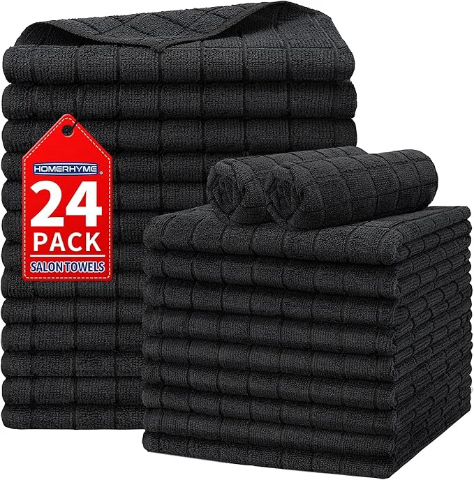 Premium Salon Towels 24 Pack Black Hand Towels Smart
