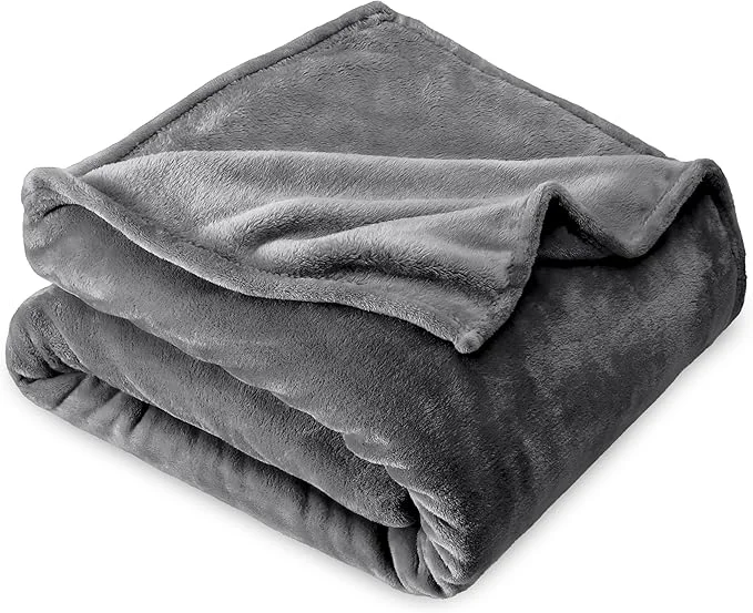 Enhanced Bare Home Fleece Blanket - Baby Size - Ultra-Soft Lightweight for Bed Sofa and Couch - Luxury Microplush - Cozy Warm Blanket Baby Grey Minimalist
