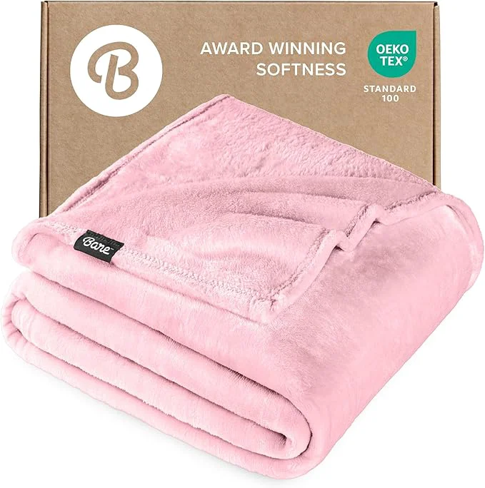 Advanced Bare Home Fleece Blanket - King Size - Ultra-Soft Lightweight for Bed Sofa and Couch - Luxury Microplush - Cozy Warm Blanket King Light Pink Selected