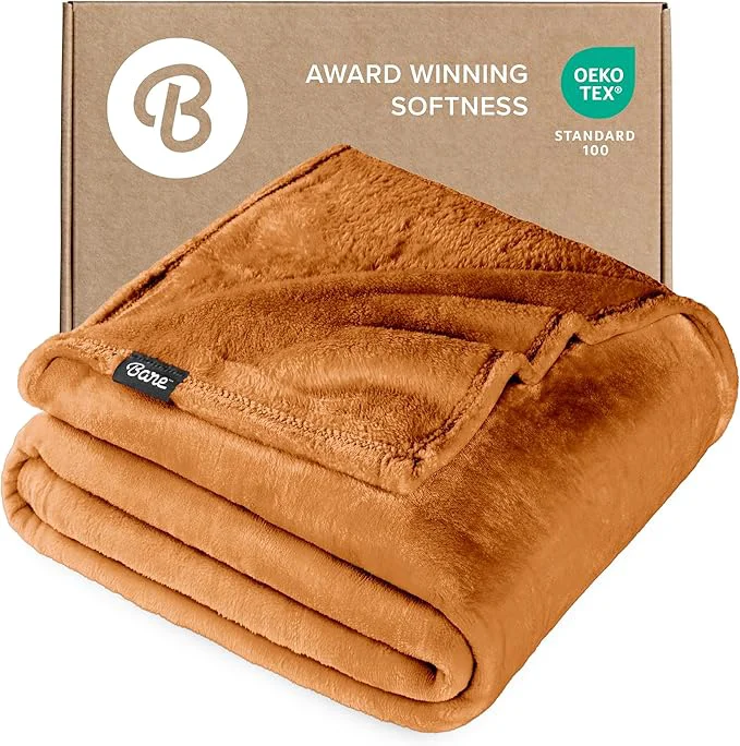 User-Friendly Bare Home Fleece Blanket - Throw Travel - Ultra-Soft Lightweight for Bed Sofa and Couch - Luxury Microplush - Cozy Warm Blanket Throw Travel Sienna High-Grade