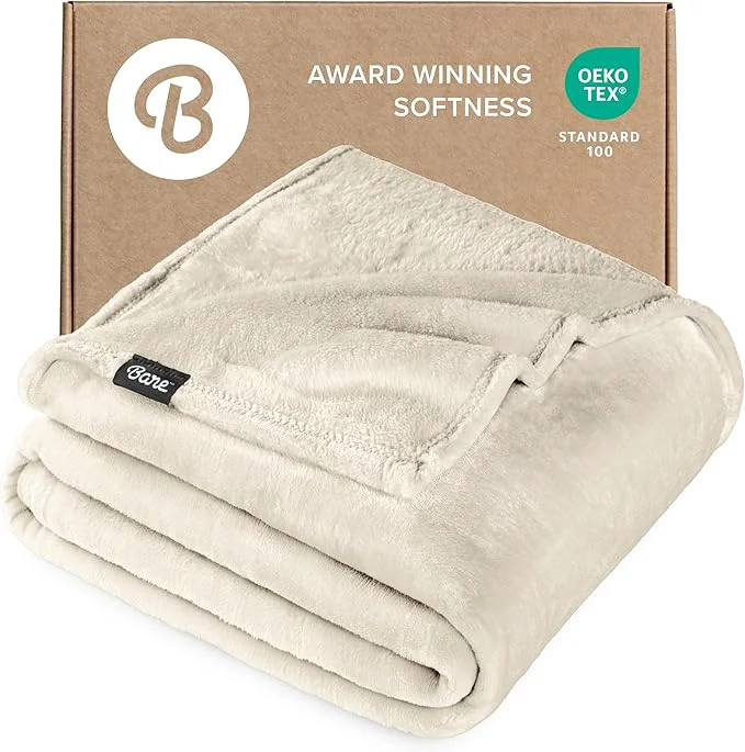 Practical Bare Home Fleece Blanket - Twin Twin Extra Long - Ultra-Soft Lightweight for Bed Sofa and Couch - Luxury Microplush - Cozy Warm Blanket Twin Twin XL Oyster Long-Lasting