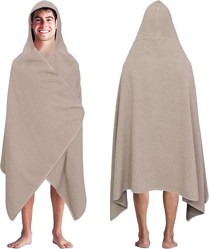 World-Class COTTON CRAFT Hooded Bath Towel – Oversized 35 x 70 Waffle Weave Towel Excellent