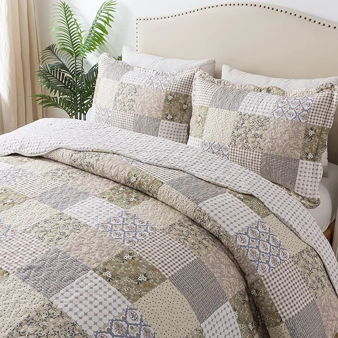 Safe HoneiLife Quilt Set King Size - Lightweight Bedspreads 106x96 Microfiber Quilts 3-Piece Patchwork Coverlet Rustic Bedding Sets All Season Quilts Trendy