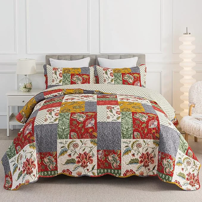 Professional HoneiLife Quilt Set King Size - Lightweight Bedspreads 106x96 Microfiber Quilts 3-Piece Patchwork Coverlet Western Bedding Sets All Season Quilts User-Friendly