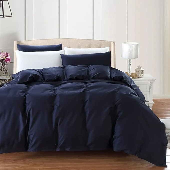 Advanced KAREVER Navy Comforter Set King Bedding Set Women Bed Comforter Set Breathable Blanket Men Dark Navy Blue Lightweight Quilts Set King Size All Long-Lasting