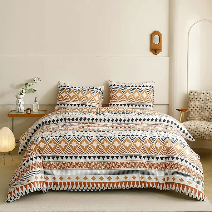 Specialty KAREVER Boho Comforter Twin Aztec Bedding Set Southwest Theme 3 PCs Bohemian Comforter Set Pumpkin White Twin Size Comforter 68x90 Inches with 2 Pillowcases 26x26 inches Selected