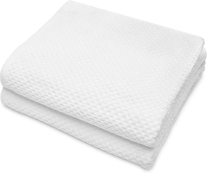 Green COTTON CRAFT- Euro Spa Set of 2 Luxury Waffle Weave Bath Sheets Oversized Pure Elegant