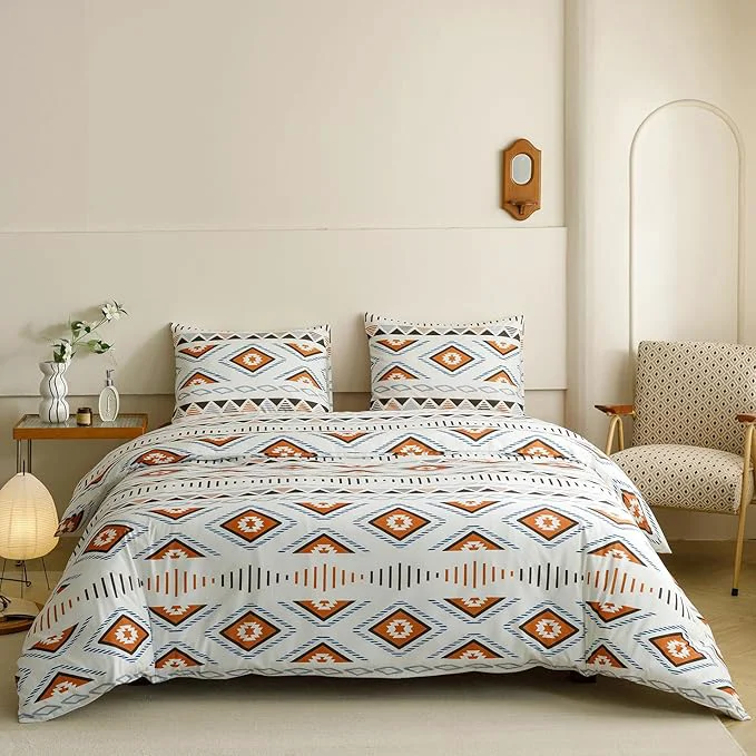 Traditional KAREVER Boho Comforter Twin Aztec Bedding Set Southwest Theme 3 PCs Bohemian Comforter Set White Twin Size Comforter 68x90 Inches with 2 Pillowcases 26x26 inches Sophisticated