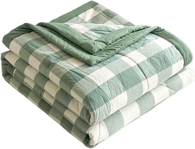Green Lightweight Summer Bedspread Quilt Coverlets Bedding Set Queen King Size Air Conditioning Comforter Blanket Skin-friendly Soft Breathable Geometric Pattern Bedding Coverlet For All Season Color 4 Comfortable