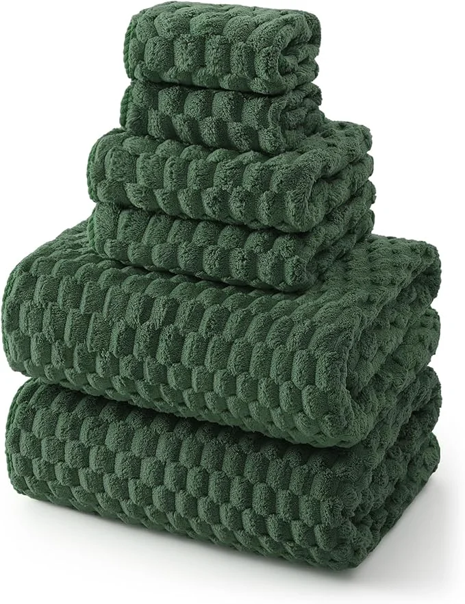 Consistent REDKISS Olive Green Microfiber Towels Set of 6-35x70 Inches Oversized Bath Unique
