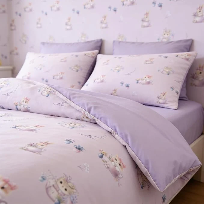 Efficient Purple King Bed in A Bag for Girls Taro Purple Kids 5Pcs Comforter Set Cute Priness Girly Floral Bedding for Kawaii Bedroom Decor 1 Comforter amp 2 Pillowcases amp 1 Fitted Sheet amp 1 Flat Sheet Carefully Designed