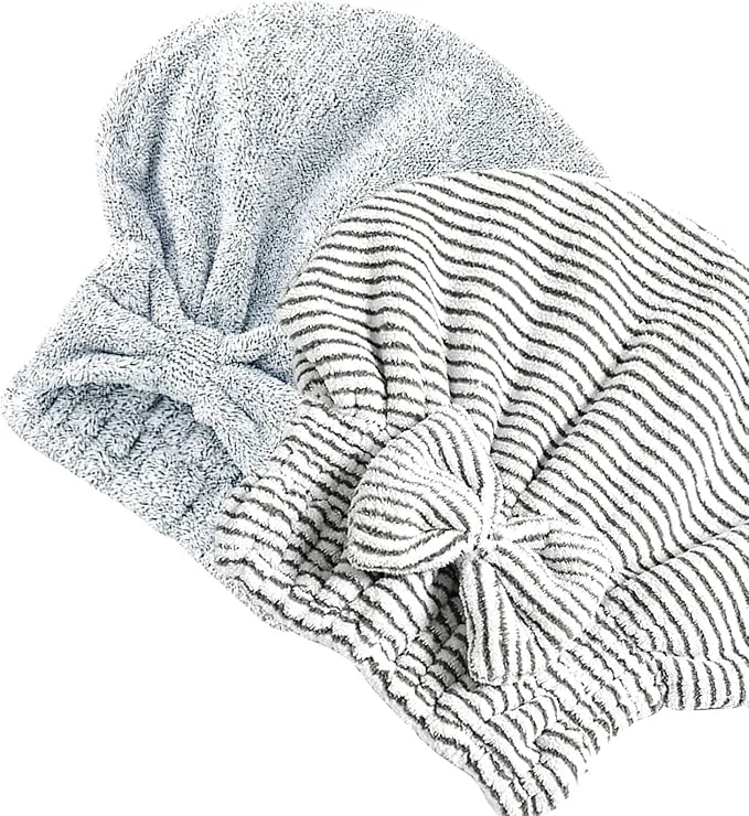 Professional Jseng 2PC Bamboo Fiber Hair Drying Caps Large Hair Wrap Towels Extreme Soft Convenient