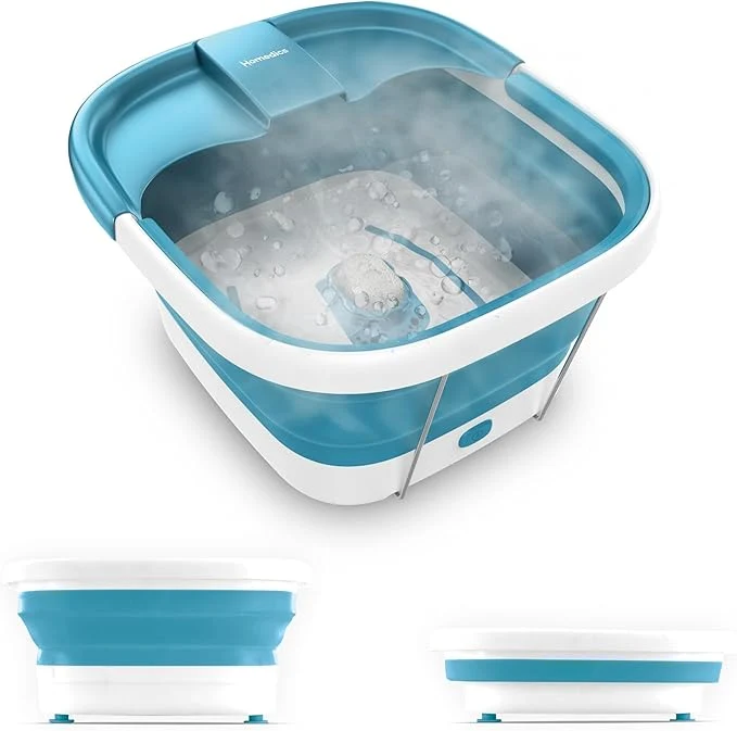 Detailed Homedics Smart Space Bubble Mate Collapsible Foot Spa Heat-Maintaining Green