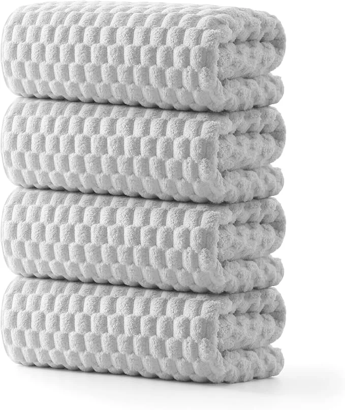 Eco-Friendly REDKISS 4 Pack Gray Microfiber Bath Towels Minimalist