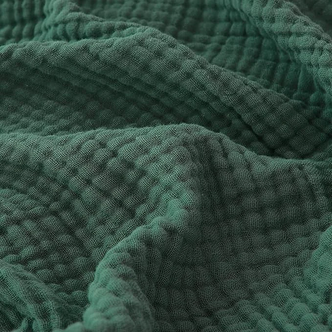 Authentic EMME Cotton Muslin Large Throw Blanket Couch Breathable Gauze Blanket Soft Lightweight Bed Blankets Adults Forest Green 50 quot x70 quot Exceptional