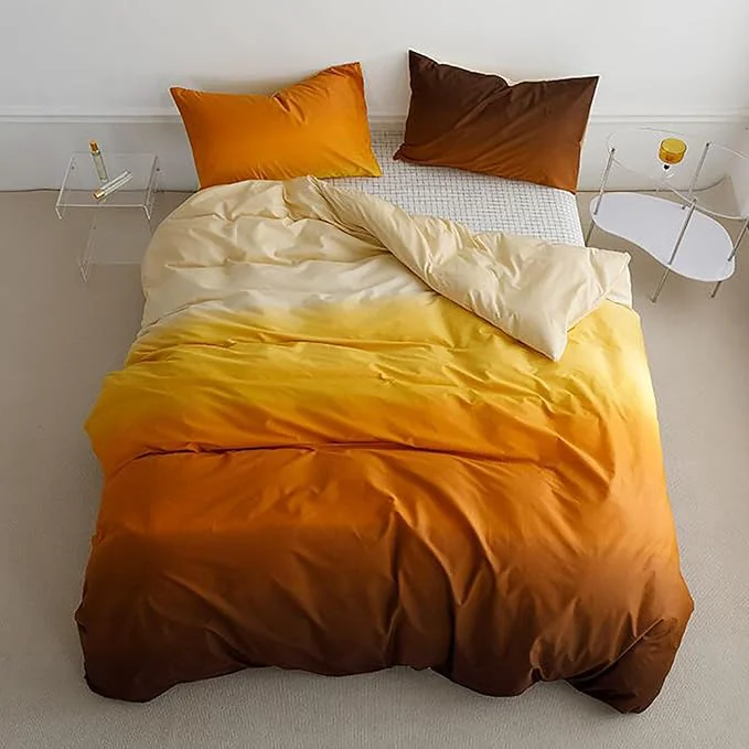 Convenient Luxlovery Gradient Orange Comforter Cal King Orange and Brown Bedding Comforter California King Abstract Ink Color Bedding Set Soft Colorful Blanket Quilts Comforter Set Plus Size Recyclable