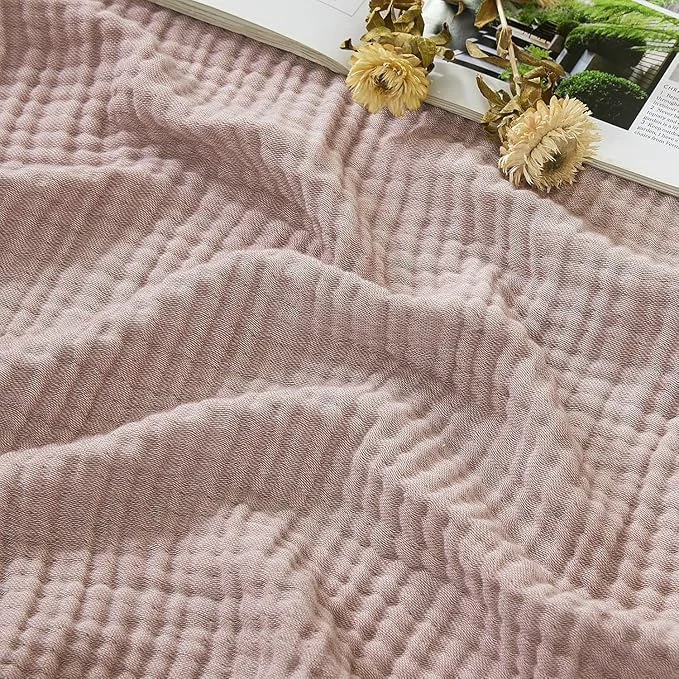 Next-Generation EMME Muslin Throw Blanket Cotton Blankets for Couch Breathable Gauze All Season Soft and Lightweight Pre-Washed Dusty Pink 50 quot x70 quot Luxury