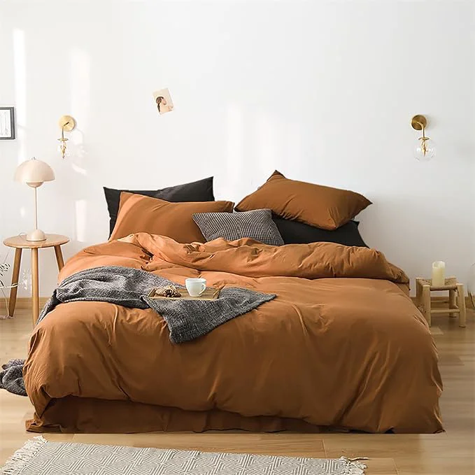 High-Performance Luxlovery King Pumpkin Color Comforter Set Rust Bedding Set Burnt Orange Soft Breathable Blanket Quilts Soft Breathable Terracotta Cinnamon Bedding Comforter Set with 2 Pillowcases Fine Crafted