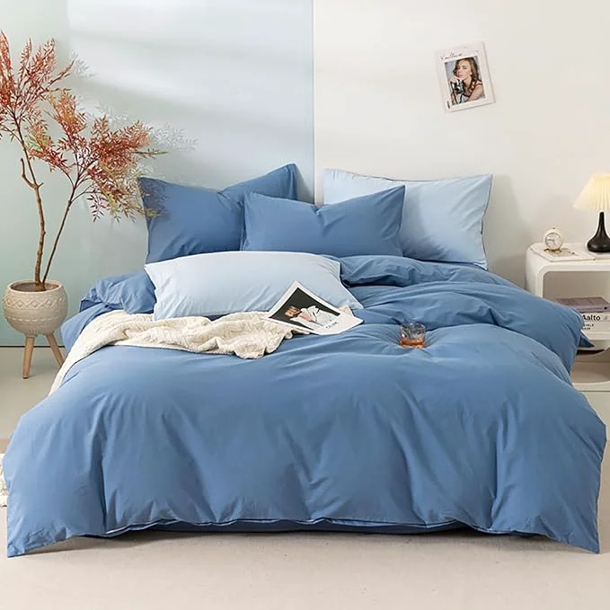 Elite Luxlovery Lake Blue Comforter Set Queen Women Men Bedding Comforter Sets Haze Blue Quilt Blanket Comfy Soft Lightweight Bedding Set for Adults Teens Certified