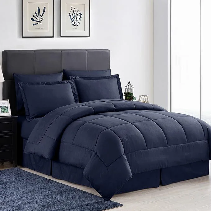 Sustainable 8 Piece Comforter Set Bag with Greek Key Design Pack of 3 24 Count Total Elite