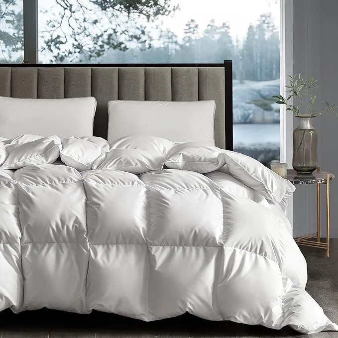 Proven Hotel Grand White Goose Down Fiber Comforter Twin Extra Warmth Goose Down Fiber Winter Duvet Insert Twin Hotel Hypoallergenic Bedding Comforter for Cold Weather 42oz 68 x 90 Inch Easy-to-Use