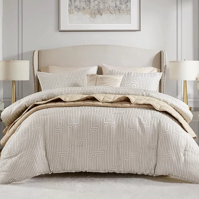 Eco-Friendly Madison Park King Comforter Set Jacquard Metallic Thread Comforters All Season Comforter amp Quilt Bedding Set King Size Comforter Decor Pillows Shams Royce King Ivory 5 Piece Long-Lasting