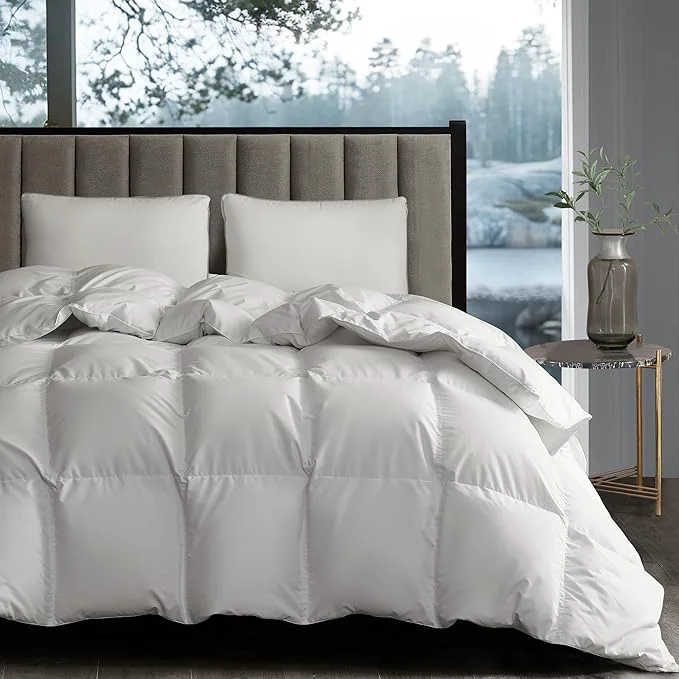 Relaxed Hotel Grand White Goose Down Fiber Comforter King Size - All Season Hotel Collection Duvet Insert King Medium Warmth Comforter with 1cm Breathable Panel 106 quot x 90 quot Lightweight