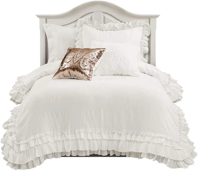 Professional Lush Decor Ella Ruffle Lace Comforter 2 Piece Set Twin Ivory - Cute Comforter - Twin Bedding Set - White Bedding - Coquette Decor - White Lace Trim - Ruffle Trim Environmentally Friendly