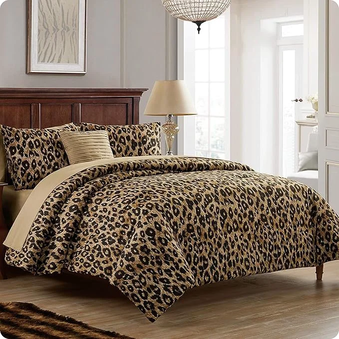 Minimalist VCNY Home Bed in a Bag 6-Piece Bedding Set - Twin XL Size Cheetah Print Shams Decorative Pillows amp Pillowcases Your Home Decor Luxurious Soft amp Cozy No-WrinkleMicrofiber Polyester Excellent