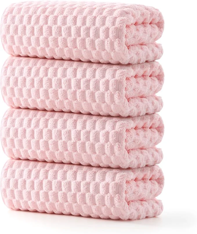 Practical REDKISS 4 Pack Pink Microfiber Bath Towels Fashionable