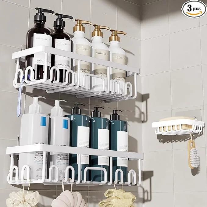 Elegant Veken Shower Caddy 3-Pack Advanced Rustproof Design No Drilling Adhesive Specialty