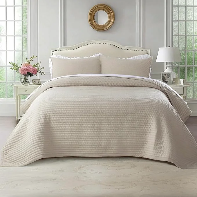 Traditional Kasentex WX1804-CML Quilt Mini Set-Stone Washed-Super Soft Bedspread-Light Weight-White Down Microfiber Fill-Machine Washable-Solid Colors Twin 2 Shams Camel Specialty