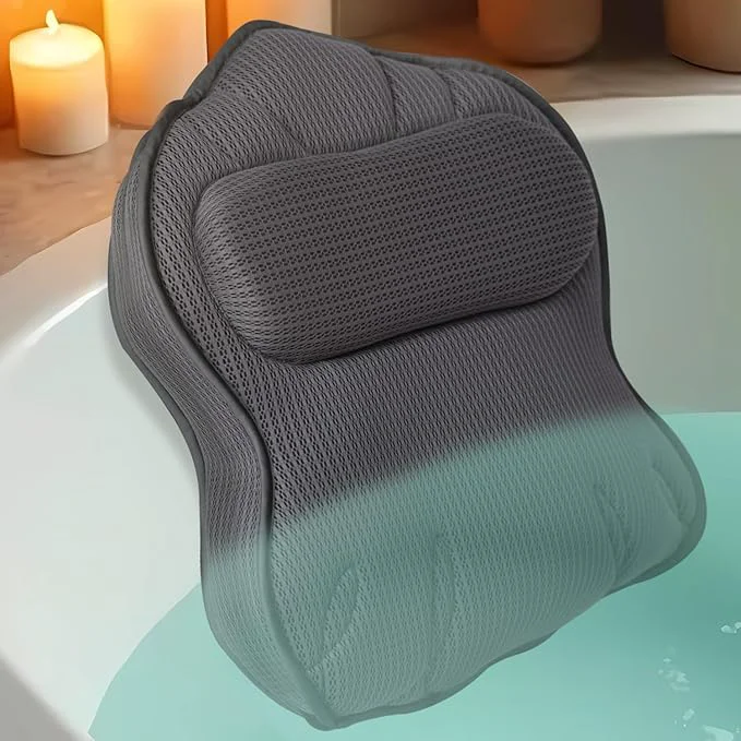 Convenient Extra Thick Bath Pillows for Tub-Luxury Bathtub Pillow for Head Neck and Back Breathable