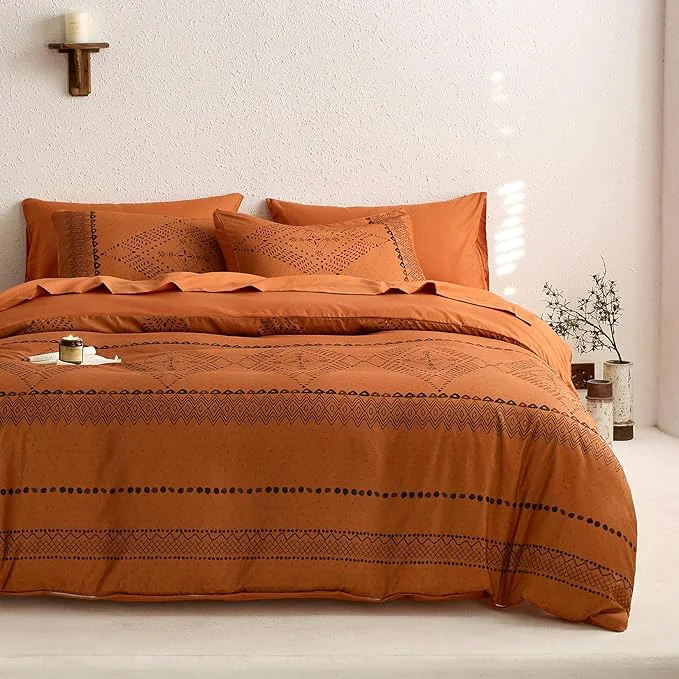 Exclusive Wake In Cloud - Boho Comforter Set Farmhouse Bohemian Western Aztec Neutral Aesthetic Soft Lightweight Bedding 3 Pieces Burnt Orange Full Size Outstanding